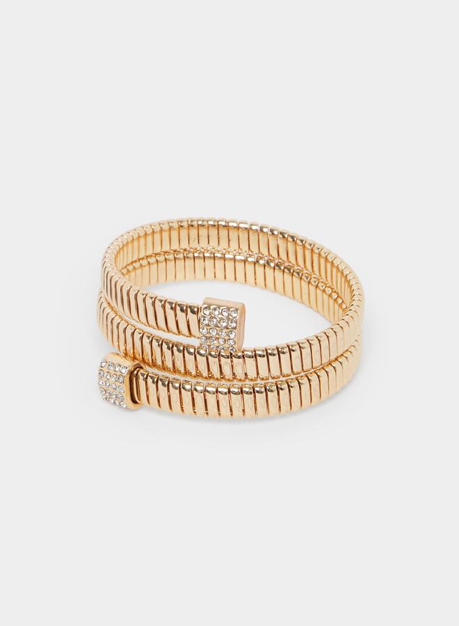 Styli Gold Tone Crystal Embellished Coil Bracelet - Image 1